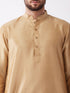 Men's Rose Gold And Gold Silk Blend Kurta And Dhoti Set